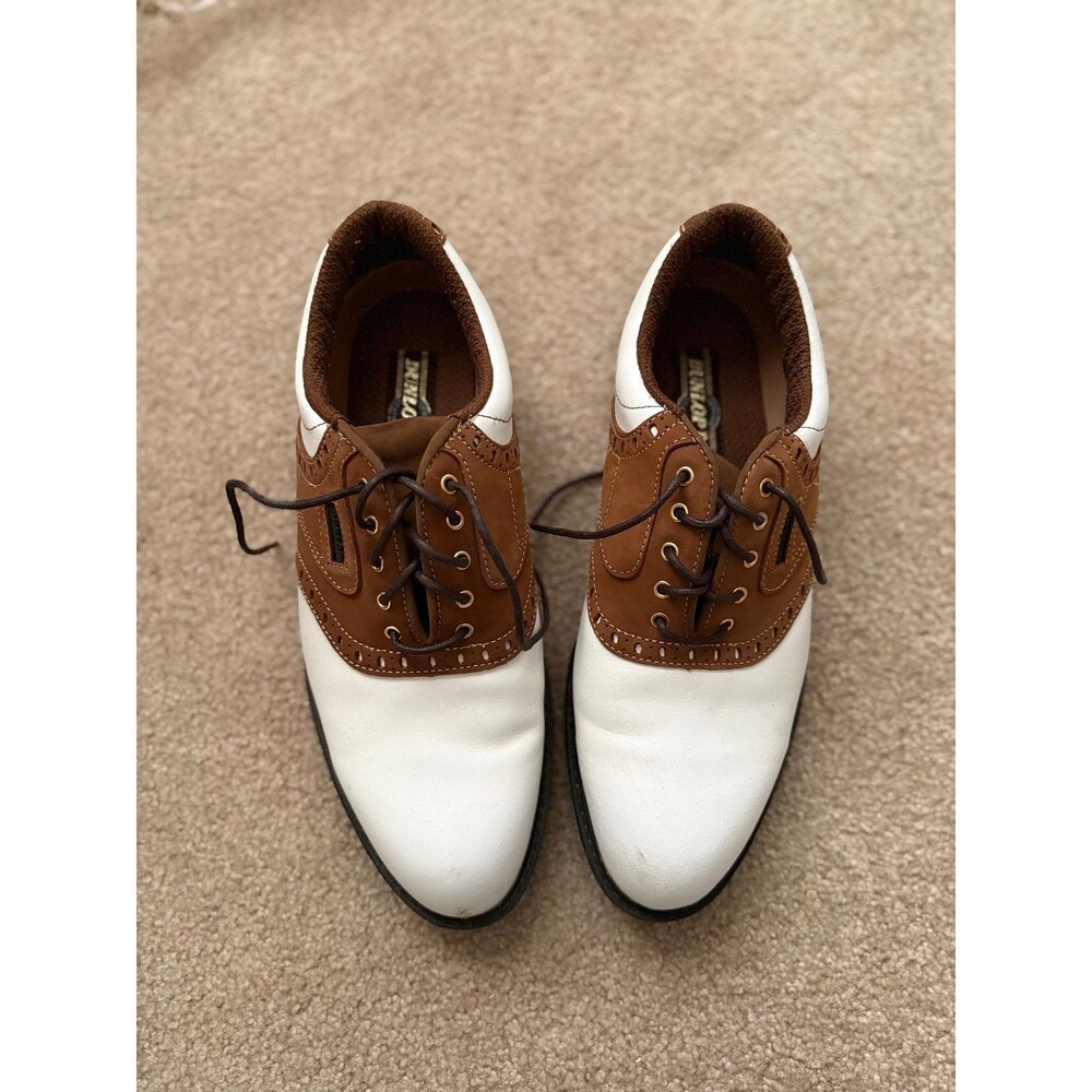 Dunlop Leather Golf Shoes Mens Size 11 White Brown Two-Tone Brogue